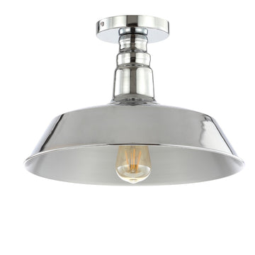 Camila 14"  Classic Industrial Indoor/Outdoor Iron LED Semi Flush Mount - JONATHAN Y